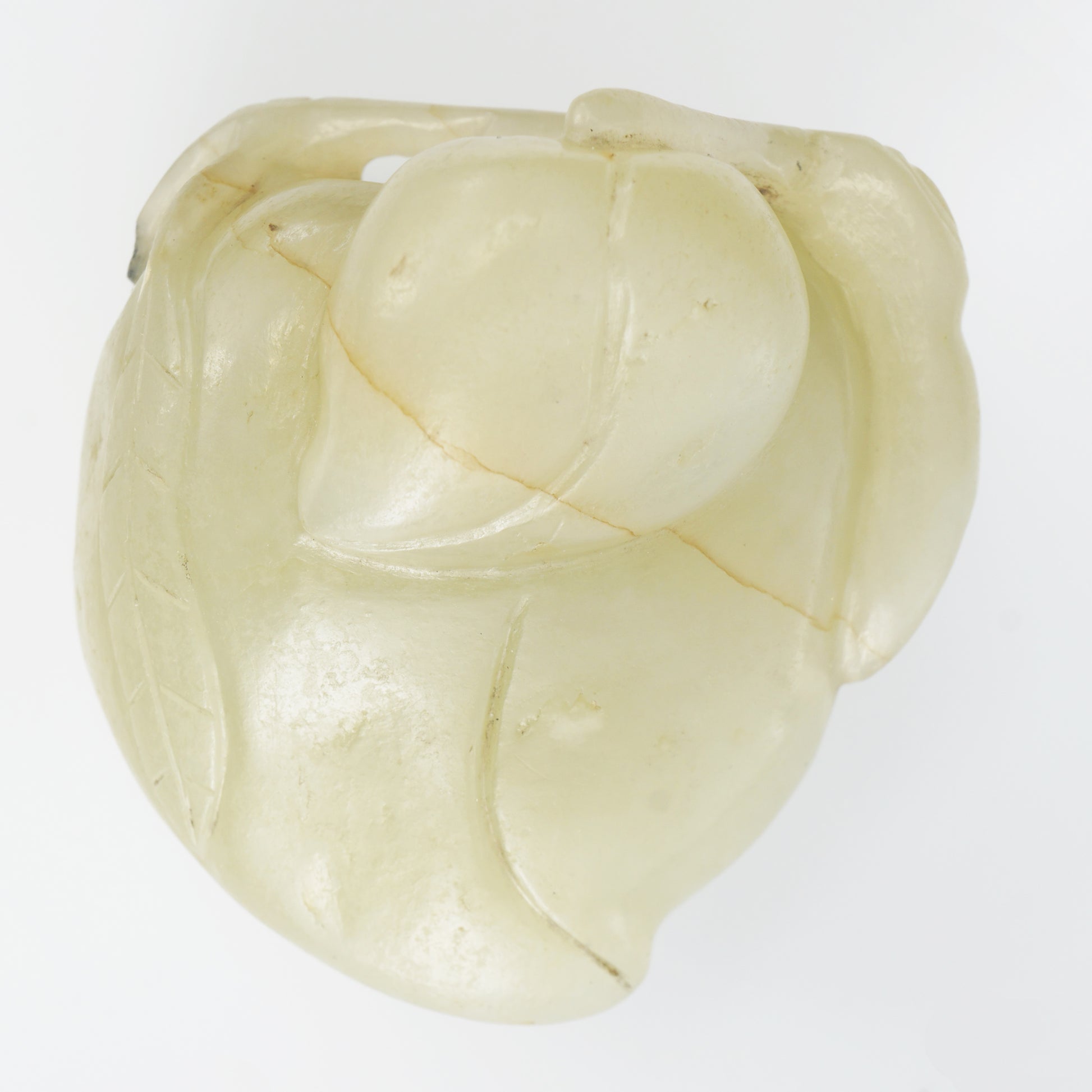 Qing Chinese Jade Peach Toggle Pale Green - Bear and Raven Antiques