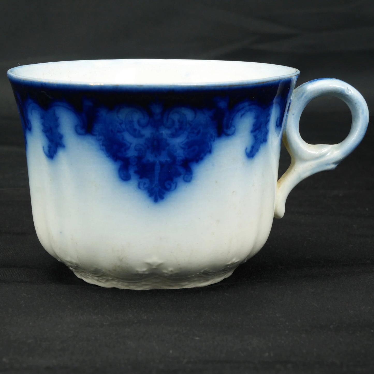 Antique English Flow Blue Teacup and Saucer Johnson Bros Georgia - Bear and Raven Antiques