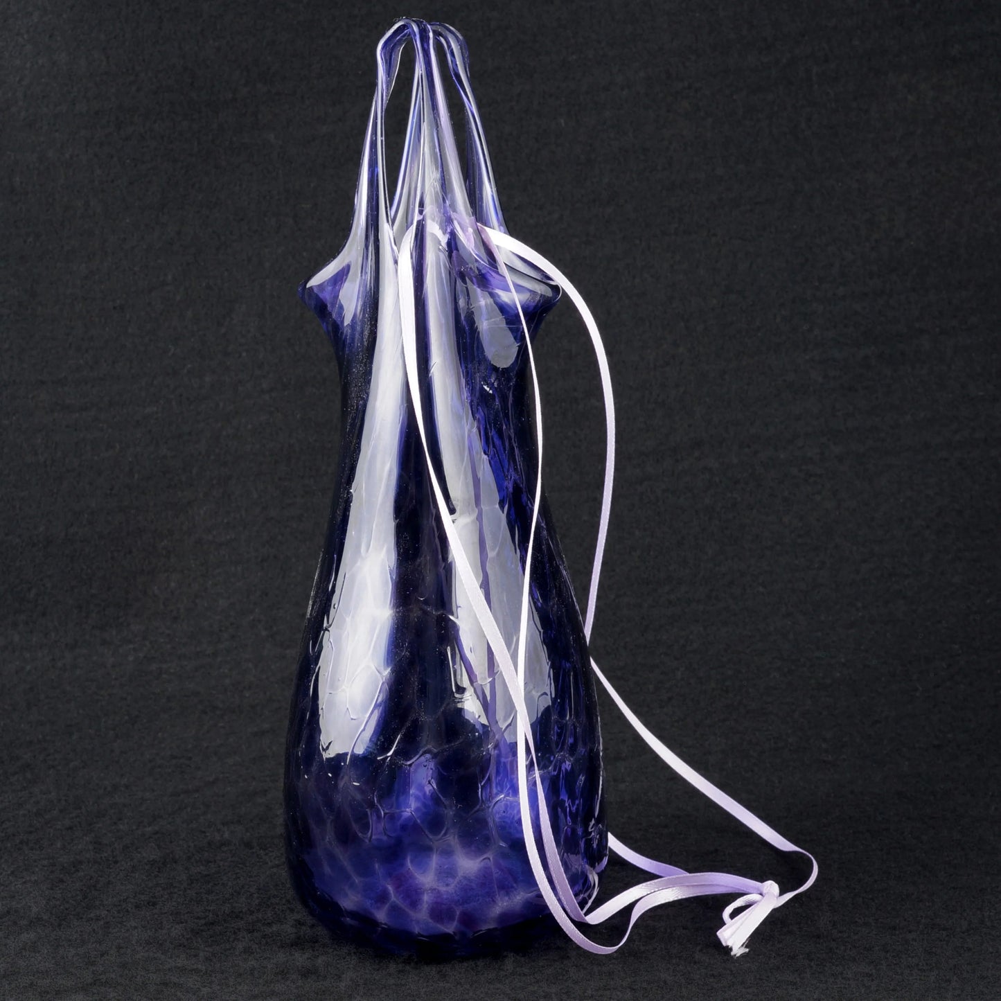 Blown Art Glass Hanging Vase Purple Signed By Artist 9” 2004 - Bear and Raven Antiques