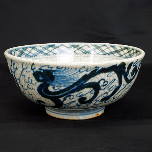 Chinese Crackle Bowl Chilung Dragons Republic Era - Bear and Raven Antiques