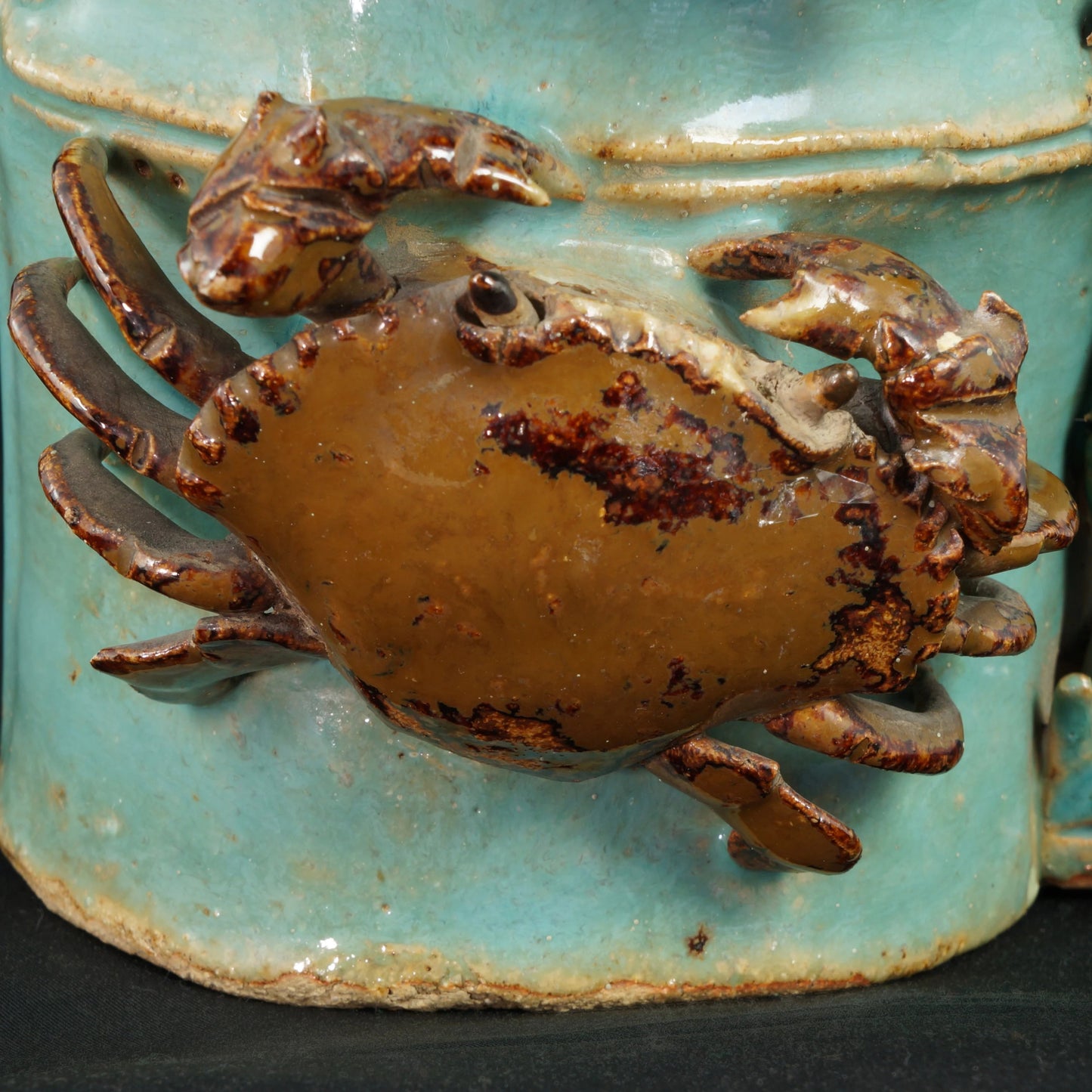 Pair Chinese Shiwan Crab Wall Pockets Circa 1900 - Bear and Raven Antiques