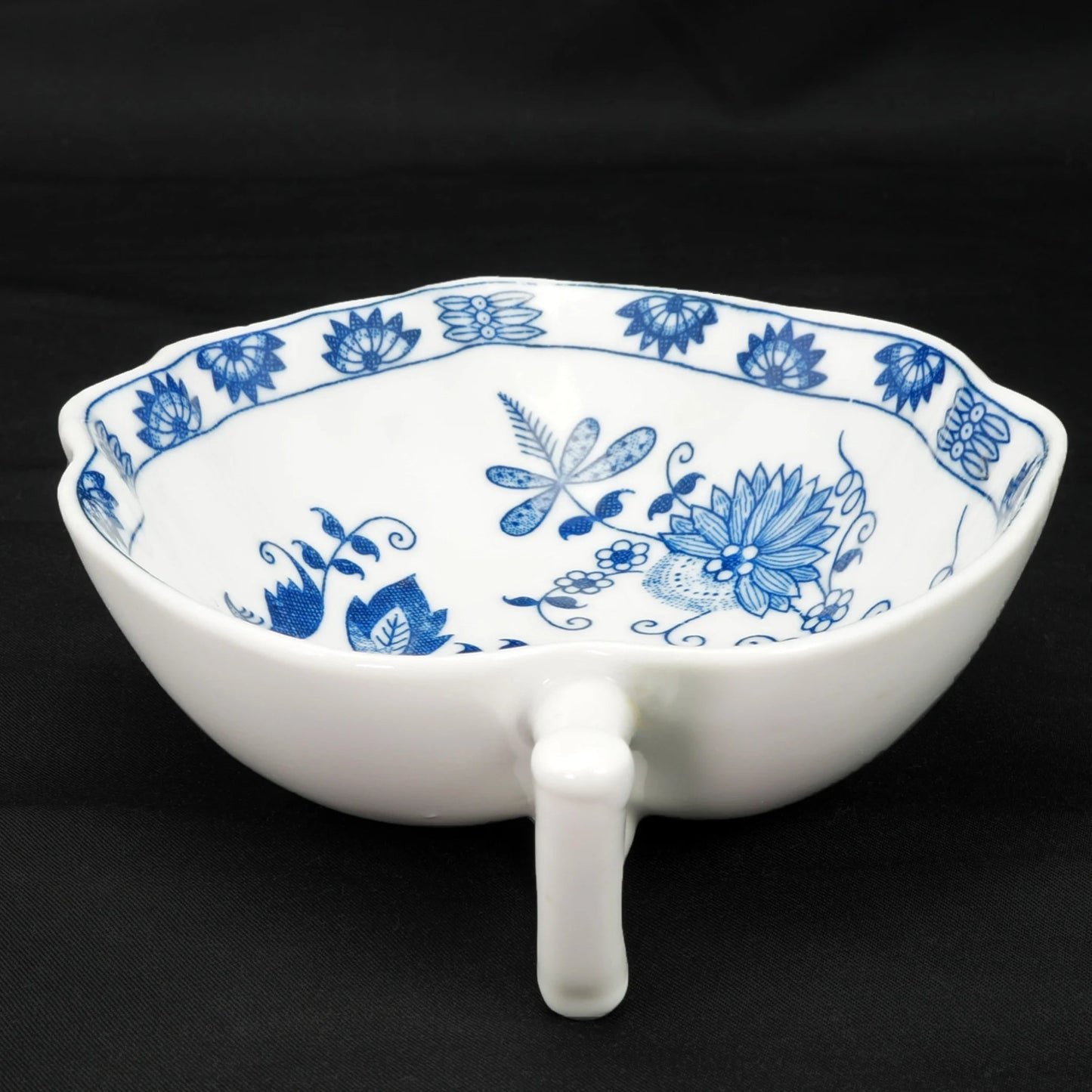 Vintage Blue Onion Leaf-Shaped Candy/Relish Dish - Bear and Raven Antiques