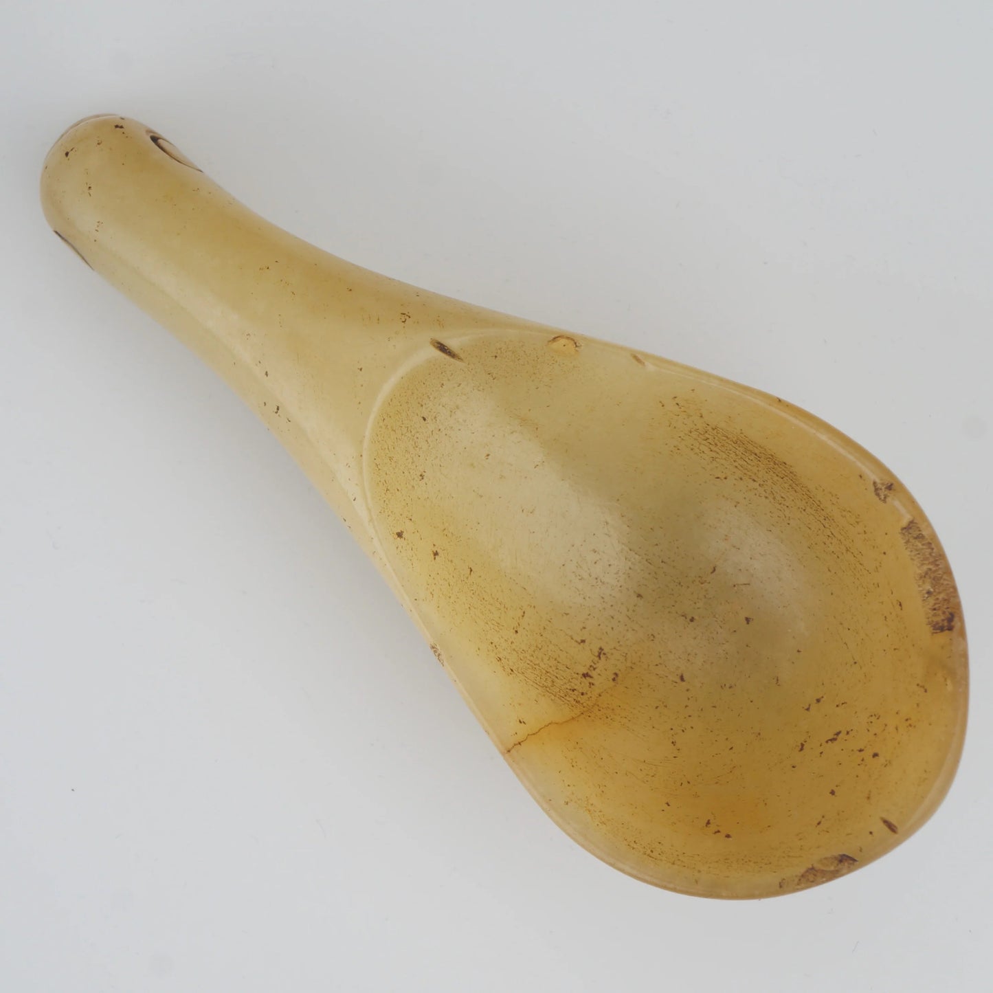 Vintage Chinese Archaic-style Yellow Jade Spoon with Gooseneck Handle - Bear and Raven Antiques