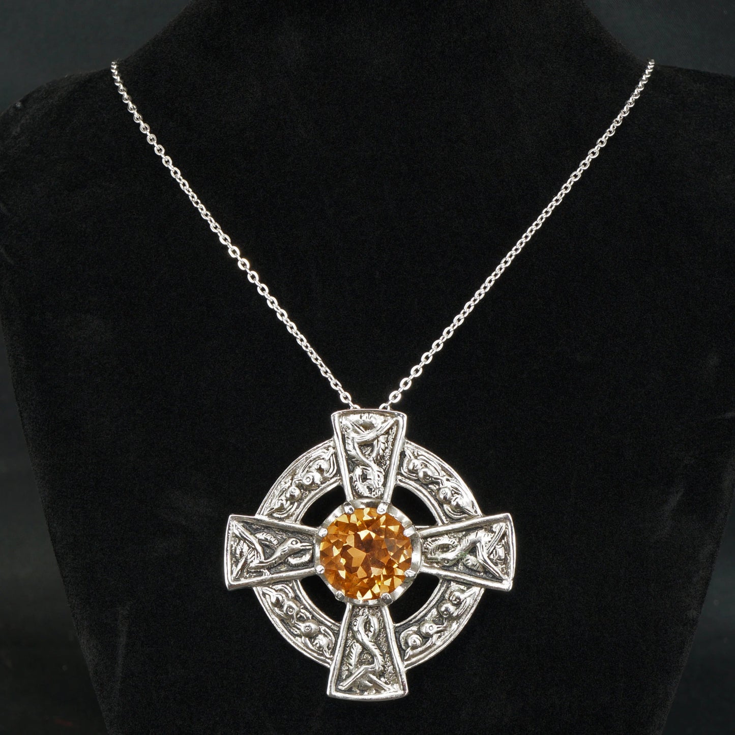 Vintage Scottish Celtic Cross Nigg Brooch Necklace NIB - Bear and Raven Antiques