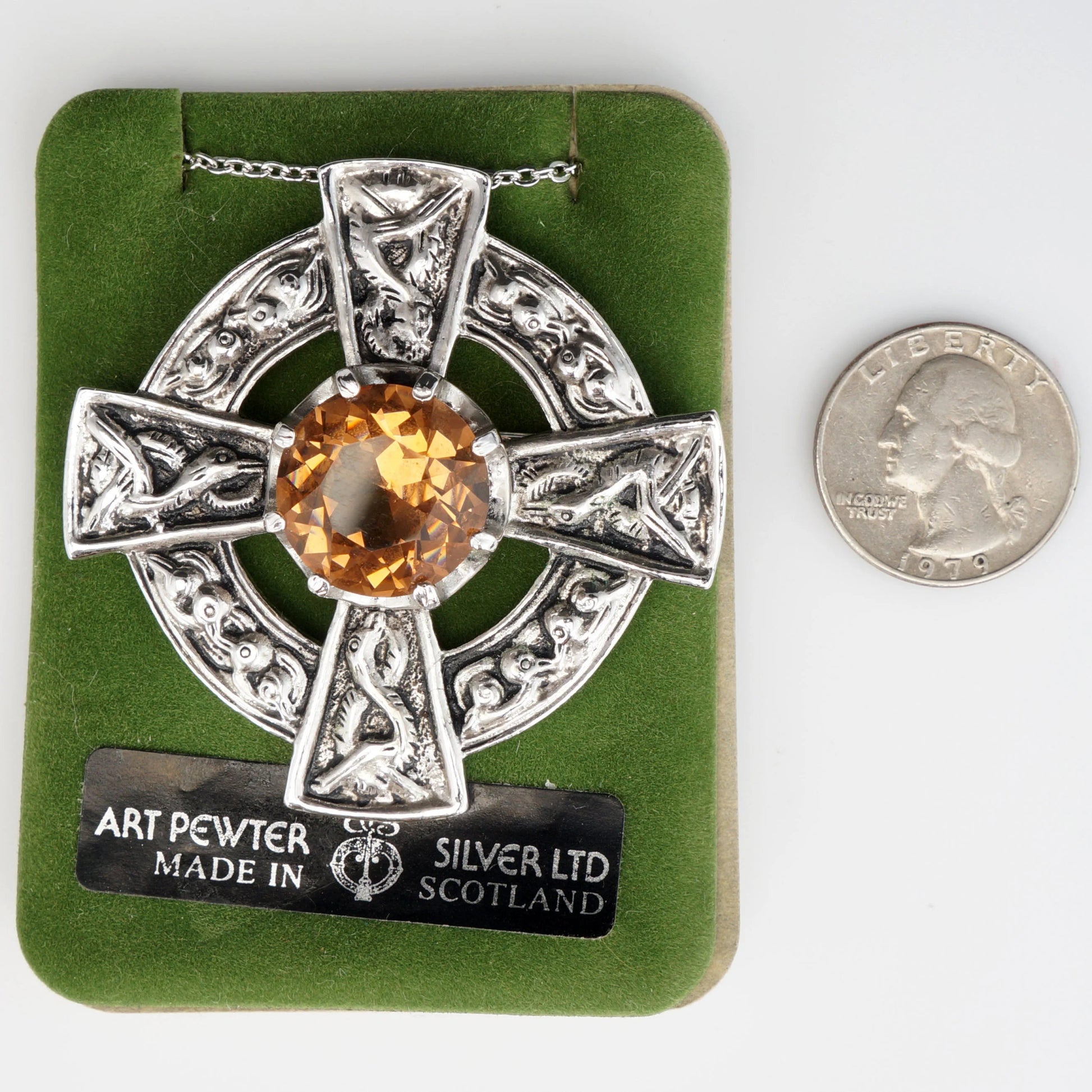 Vintage Scottish Celtic Cross Nigg Brooch Necklace NIB - Bear and Raven Antiques