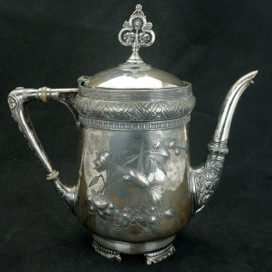 Aesthetic Movement Victorian Silver Plate Teapot by Meriden circa 1870 - Bear and Raven Antiques