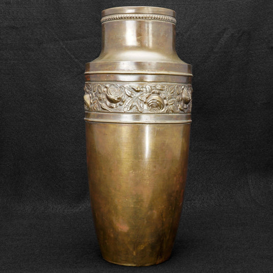 Art Deco Copper Vase with Floral Band and Bronze Patina Circa 1930 - Bear and Raven Antiques