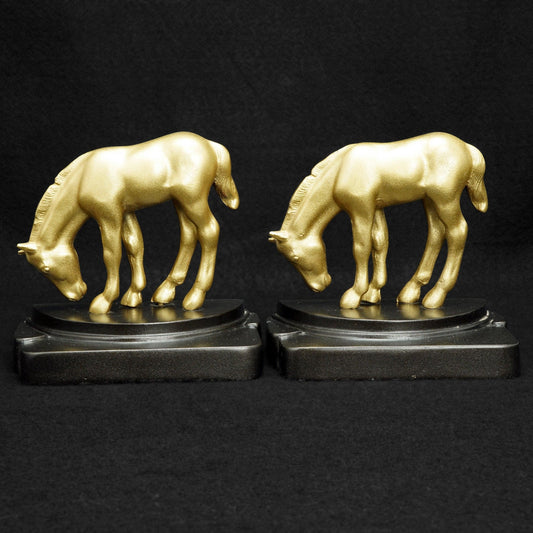Art Deco Grazing Pony Bookends circa 1930 - Bear and Raven Antiques