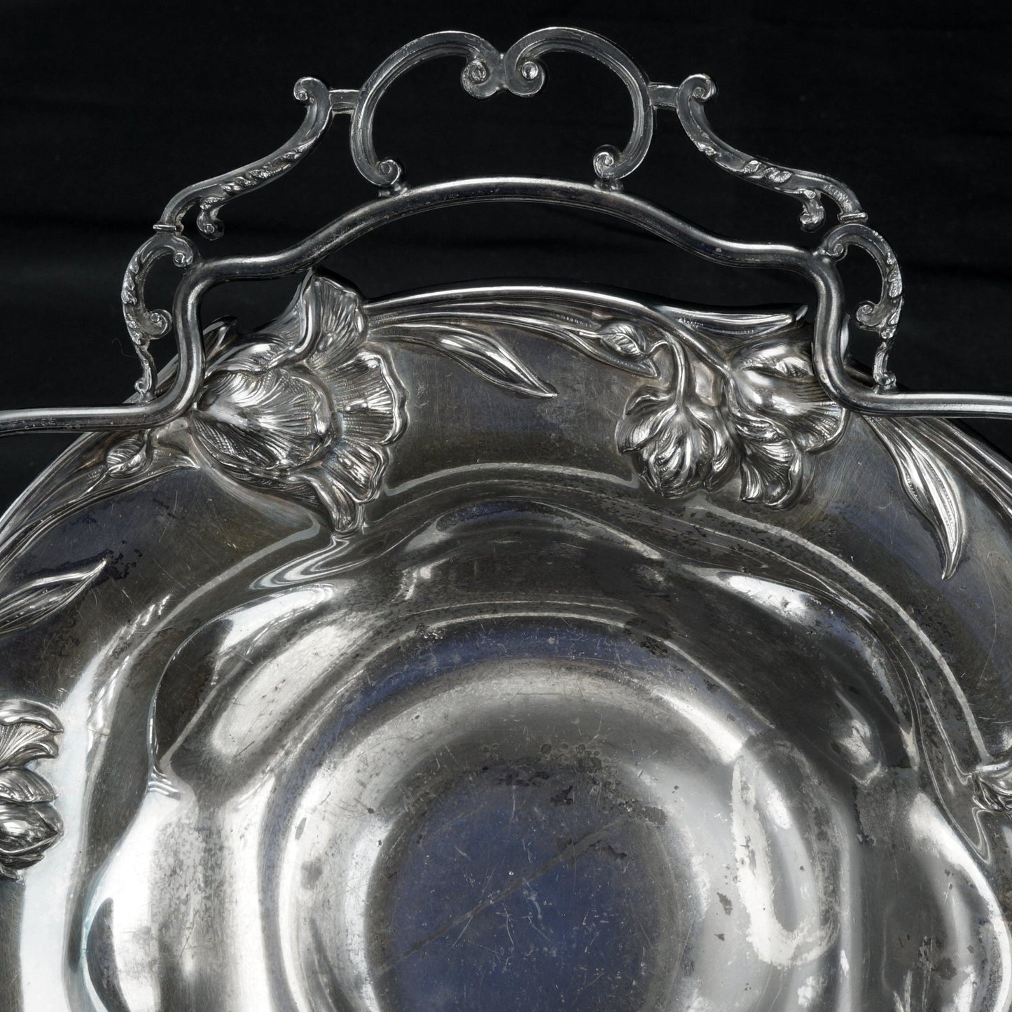 Art Nouveau Cake Basket Silver Plate Circa 1900 - Bear and Raven Antiques