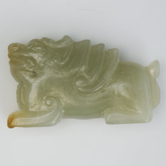 Chinese Bixie Carved Jade Pale Green Ornament Late Qing/Republic - Bear and Raven Antiques