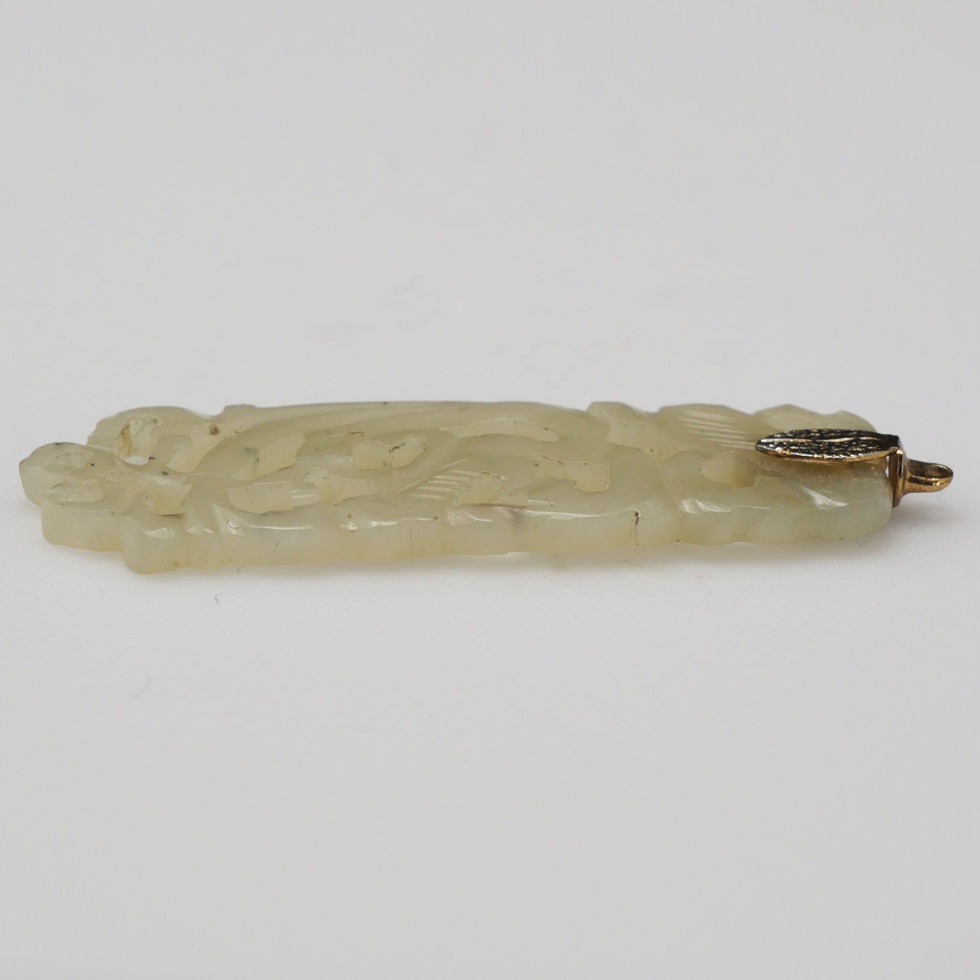 Chinese Carved Pale Green Jade Filigree Pendant Late Qing Republic - Bear and Raven Antiques