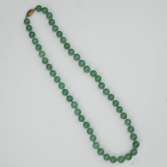 Chinese Celadon Jade Bead Necklace with Silver Clasp 1930’s - Bear and Raven Antiques