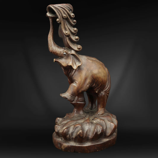 Chinese Elephant Hardwood Carving Circa 1920 - Bear and Raven Antiques
