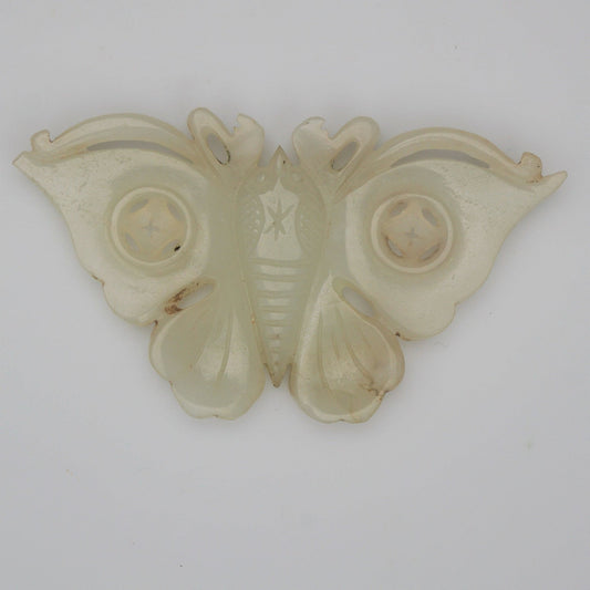 Chinese Nephrite Jade Butterfly Pale Green Late Qing/Republic - Bear and Raven Antiques