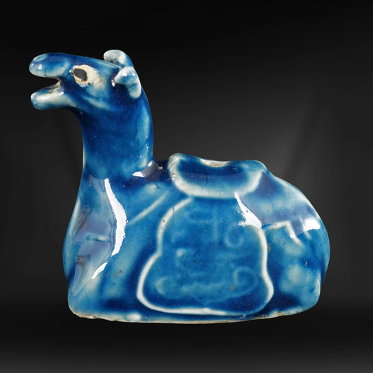 Chinese Porcelain Camel Water Dropper Cobalt Blue Qing/Republic c 1900 - Bear and Raven Antiques