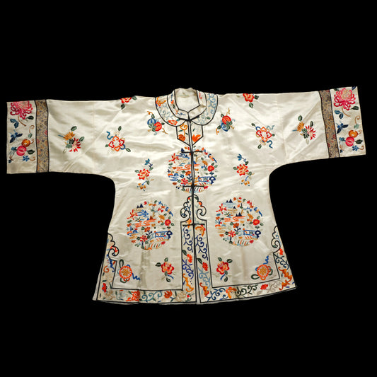 Chinese Silk Embroidered Woman’s Robe Republic Period - Bear and Raven Antiques