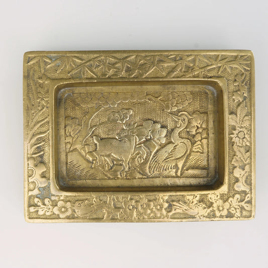 Chinese Small Brass Tray Circa 1900 - Bear and Raven Antiques