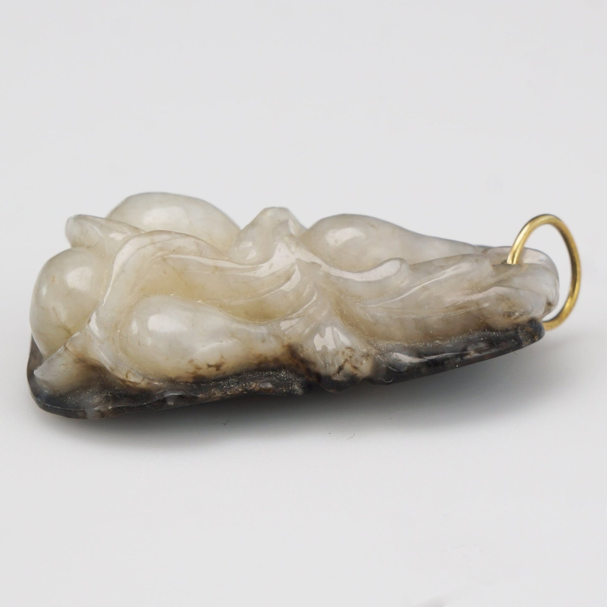 Chinese White and Black Jade Gourd Shape Toggle/Pendant Late Qing/Republic - Bear and Raven Antiques