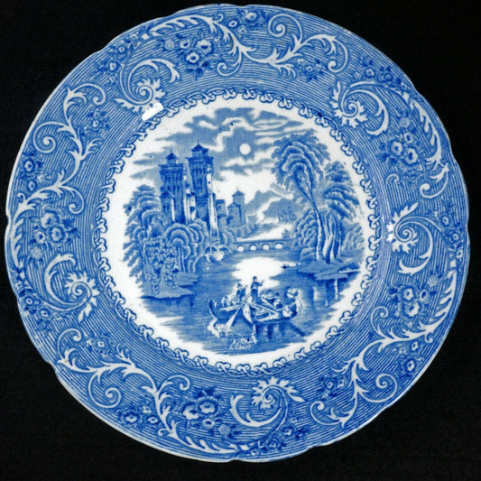 English Staffordshire Transferware Plate Rhine Pattern 19th Century - Bear and Raven Antiques