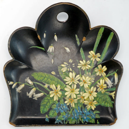 English Victorian Hand-painted Lacquer Papier Mache Crumb Tray 19th Century - Bear and Raven Antiques