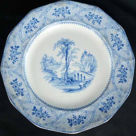 English Wedgwood Transferware Seine Pattern Large Plate 19th Century - Bear and Raven Antiques