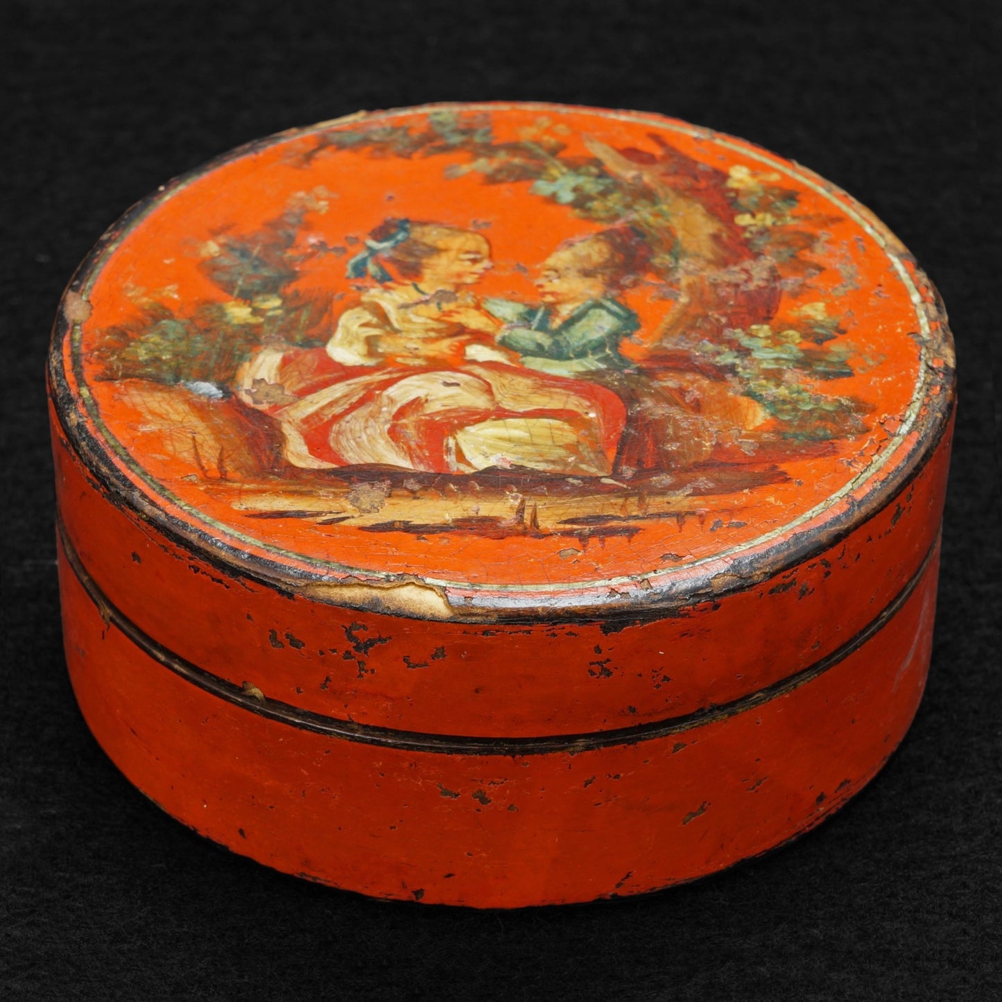 European Hand Painted Red Snuff Box 18th/19th Century - Bear and Raven Antiques