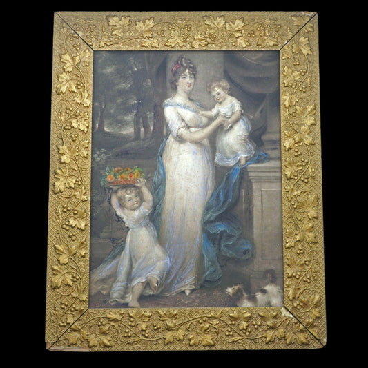 Framed Antique English Mezzotint Print “Mrs Scott Waring and Children” c 1804 - Bear and Raven Antiques