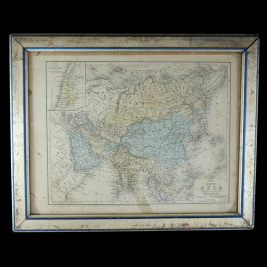 Framed Original Hand-colored Mitchell’s Map of Asia 1858 - Bear and Raven Antiques