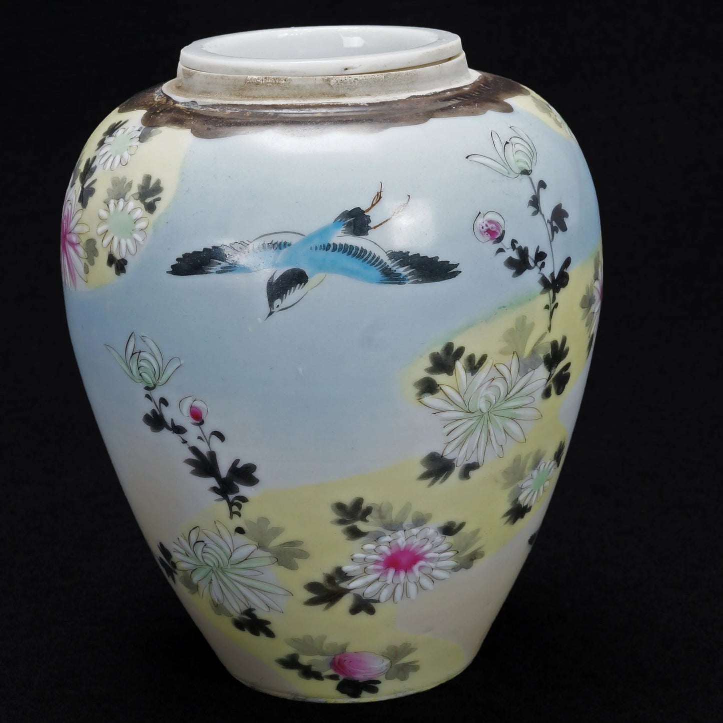 Japanese Mid-20th C Porcelain Polychrome Tea Caddy/Canister - Bear and Raven Antiques