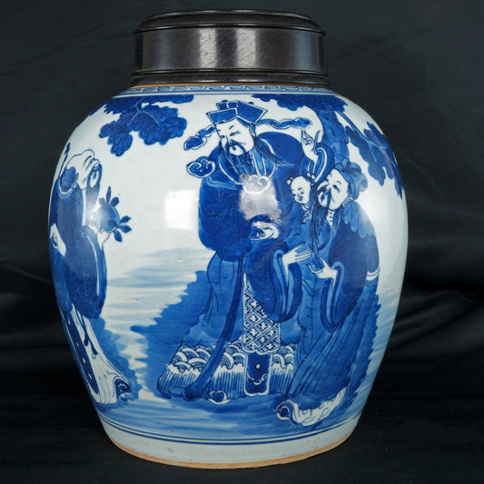 Large Chinese 19th C Ginger Jar of Immortals - Bear and Raven Antiques
