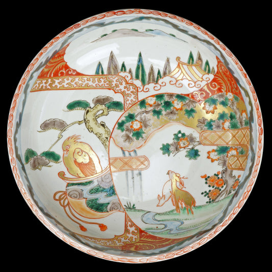 Large Japanese Imari Bowl Deer Design Meiji Period 19th Century - Bear and Raven Antiques