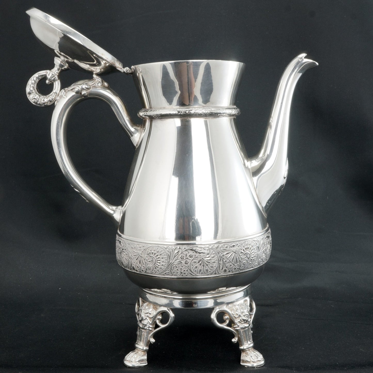 Large Victorian Silver Plate Coffee Pot Circa 1870 - Bear and Raven Antiques