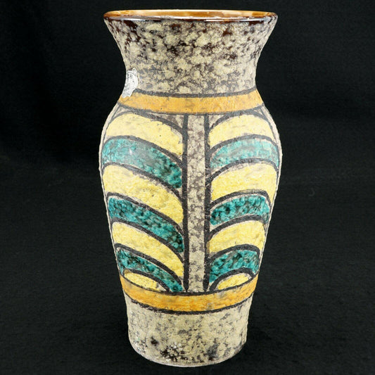 Mid Century Italian Toscany Lava Vase 1950s Original Label - Bear and Raven Antiques