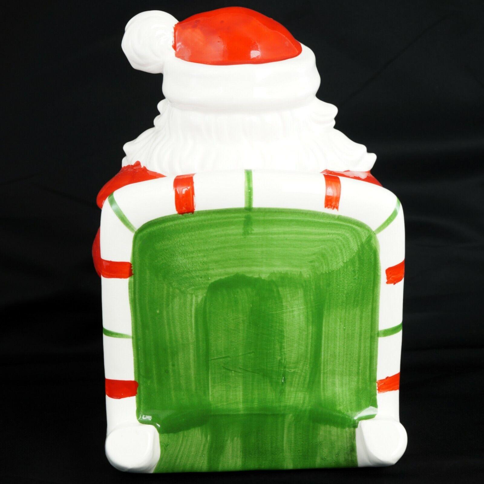 Mid-Century Lefton Christmas Santa Claus Cookie Jar in Candy Cane Rocker - Bear and Raven Antiques