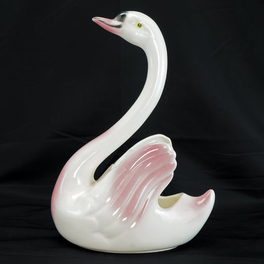 Mid Century Maddux California Pink Swan Planter 1950’s - Bear and Raven Antiques