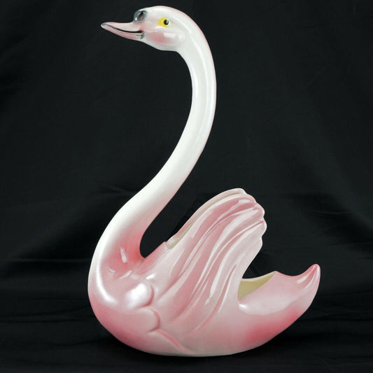 Mid-century Pink Swan Planter Maddux of California Circa 1950 - Bear and Raven Antiques