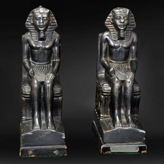 Pair Egyptian Revival Pharaoh Bookends Circa 1920 - Bear and Raven Antiques