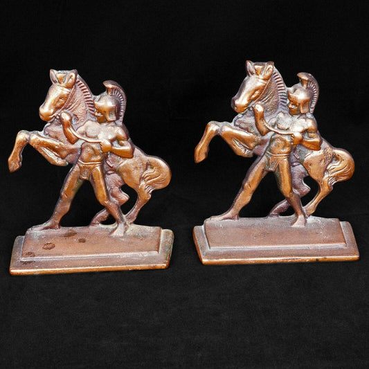 Pair of Bookends of Roman Horseman by Littco Iron circa 1928 - Bear and Raven Antiques