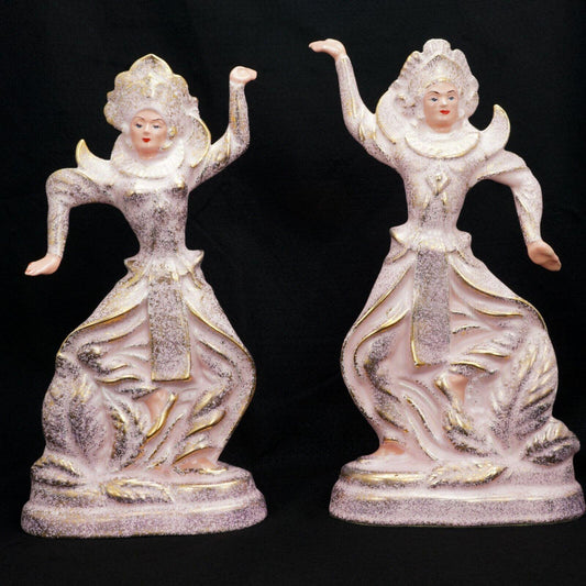 Pair of Midcentury Californian Ceramic Siamese Dancers - Bear and Raven Antiques