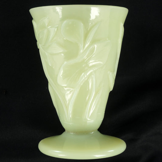 Peking Glass Lotus Wine Cup Jade Color Circa 1920 - Bear and Raven Antiques