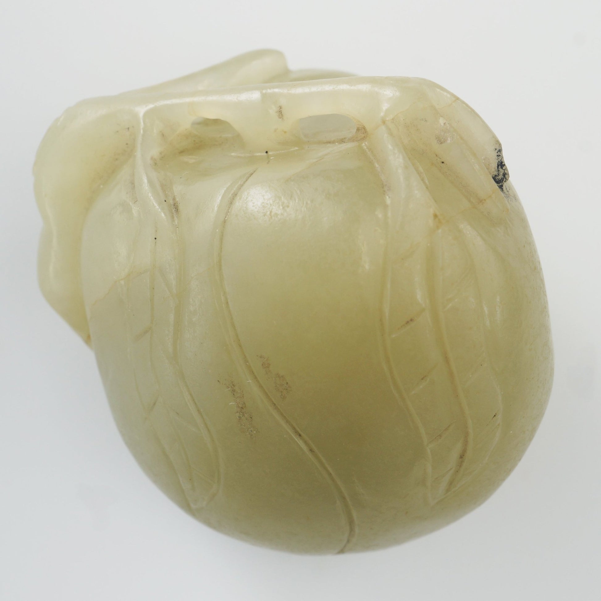 Qing Chinese Jade Peach Toggle Pale Green - Bear and Raven Antiques