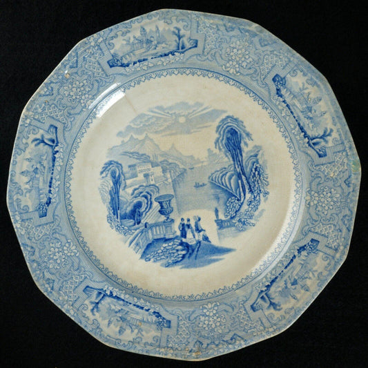 Staffordshire Transferware Pale Blue Plate J. Wedgewood Columeia Pattern - Bear and Raven Antiques