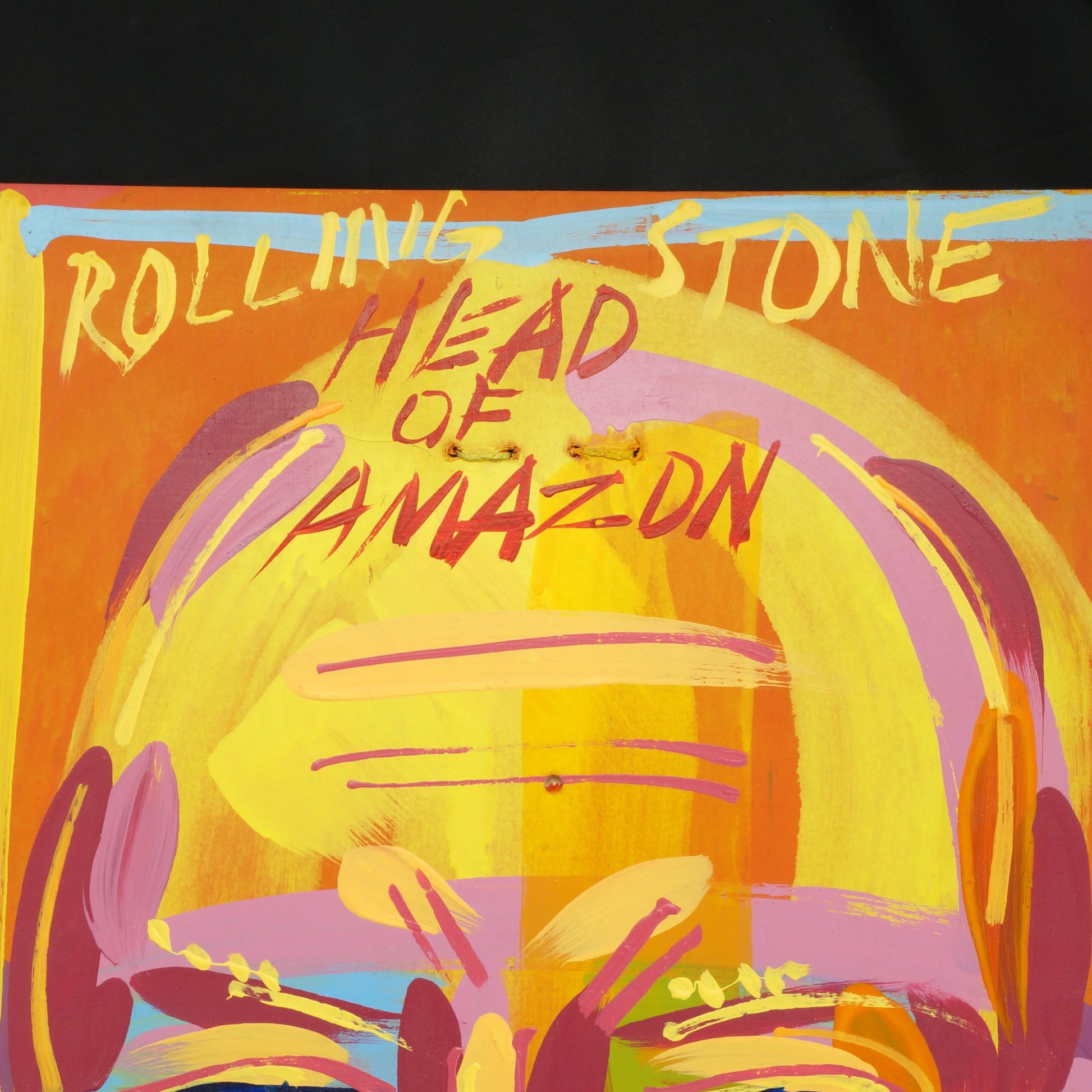 Steve Keene Painting Rolling Stone Head of Amazon 2019 - Bear and Raven Antiques