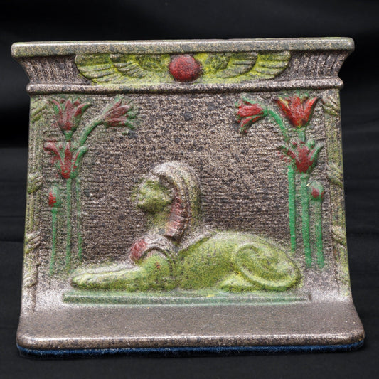 Tutmania Sphinx Profile Polychrome Cast Iron Bookend Circa 1926 - Bear and Raven Antiques