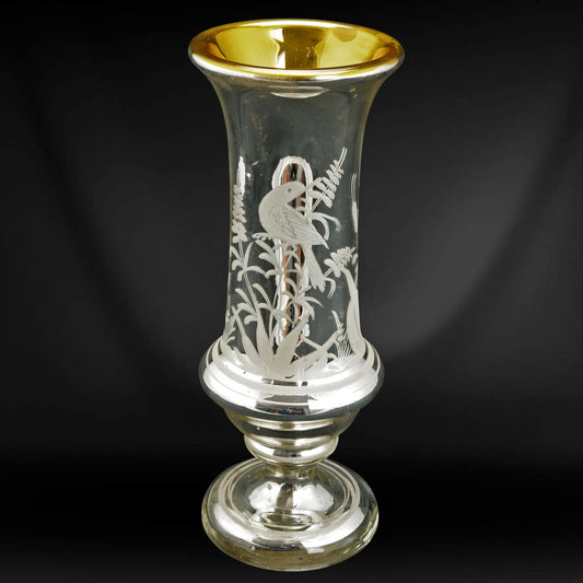 Victorian Aesthetic Movement Mercury Glass Vase Circa 1870 - Bear and Raven Antiques