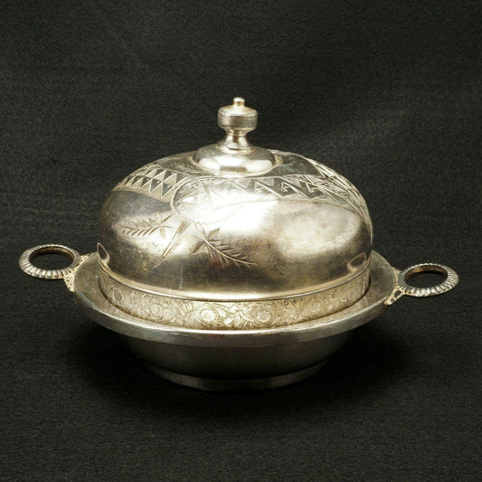 Victorian Aesthetic Movement Silverplate Butter Dish E.G. Webster c 1870 - Bear and Raven Antiques