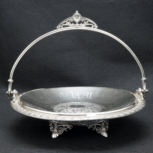 Victorian James Tufts Silver Plate Cake Basket Late 19th Century - Bear and Raven Antiques