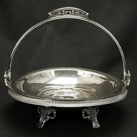Victorian Silver Plate Cake Basket by Simpson Hall Miller circa 1870 - Bear and Raven Antiques