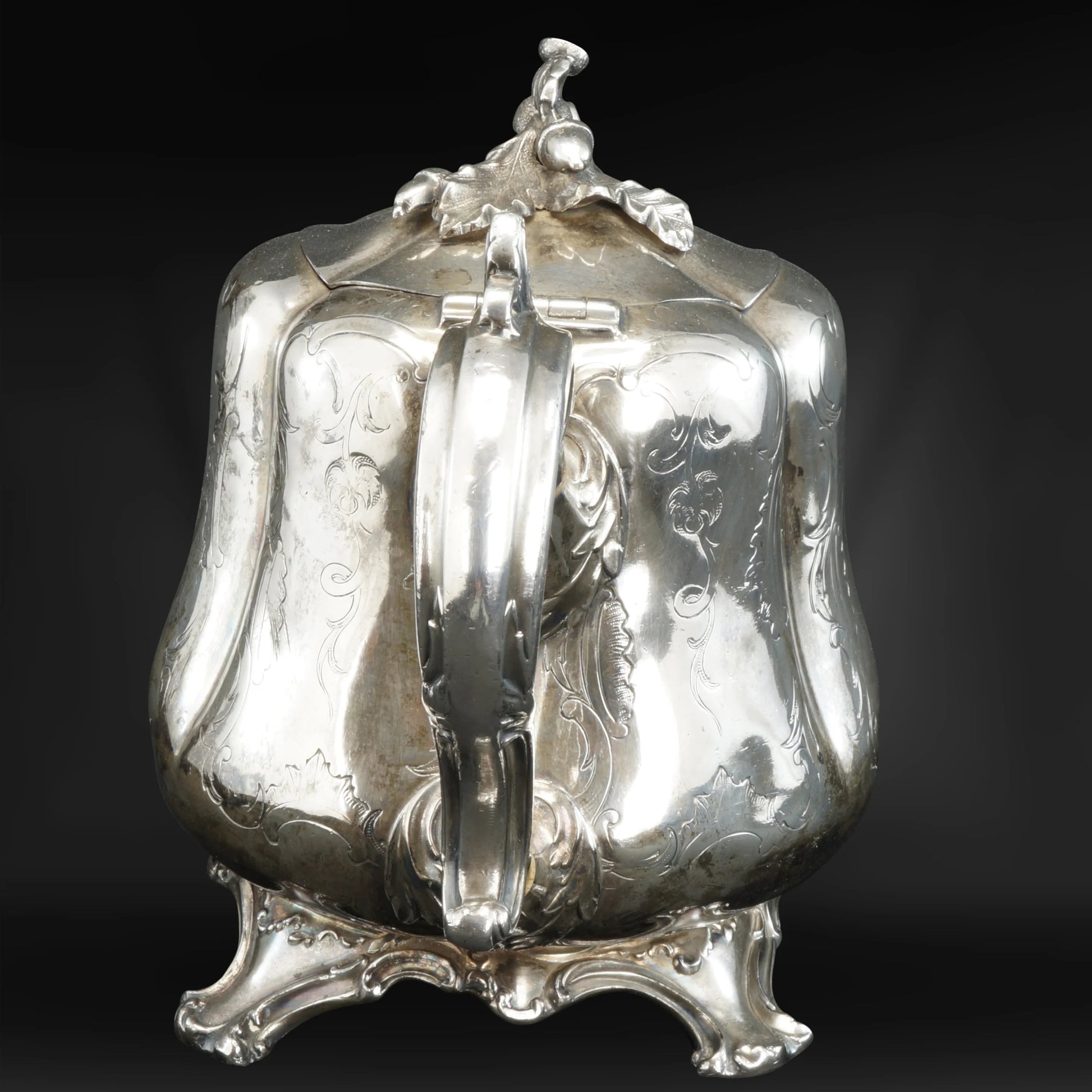 Victorian Silver Plate Teapot Shaw & Fisher with Acorn Finial 19th Century - Bear and Raven Antiques