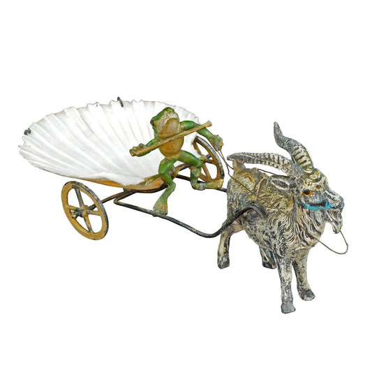 Viennese Cold Painted Bronze Goat Cart with Frog Driver 19th Century - Bear and Raven Antiques